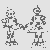Fröhliche Roboter beim Puzzlen Ausmalvorlage für kreative Tüftler