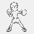 Boxer mit Handschuhen und Schattenboxsack Ausmalbild für junge Sportler