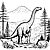 Majestätischer Brachiosaurus im Urzeitwald Ausmalbild für kleine Dinosaurierfreunde