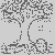 Der große Apfelbaum mit Schmetterlingen und Obstkorb Ausmalbild fuer kleine Entdecker
