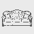 Fantasievolle Couch im nostalgischen Design Ausmalbild für junge Kreativdenker