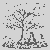 Der große Birnenbaum mit Leiter und Schmetterlingen Ausmalbild fuer kleine Entdecker