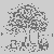 Der große Apfelbaum mit Korb und Leiter Ausmalbild fuer kleine Entdecker